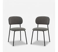 ProduceShop - Set de 2 sillas de comedor tapizadas en tela Cindy Gray