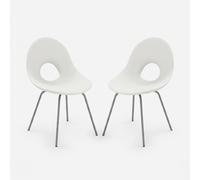 ProduceShop - Set de 2 sillas de diseño en polietileno y hierro para interior y exterior Candy White