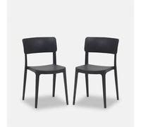 ProduceShop - Set de 2 sillas de jardín e interior apilables Antibes Anthracite