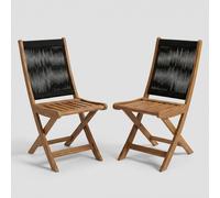 ProduceShop - Set de 2 sillas plegables de madera para exterior Danubio Black