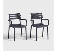 ProduceShop - Set de 2 sillones apilables para jardín e interior Punat Anthracite