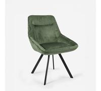 ProduceShop - Set de 2 sillones de terciopelo elegante con base de metal Ondara Dark green