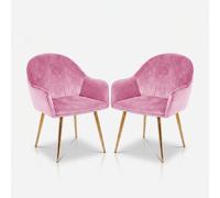 ProduceShop - Set de 2 sillones tapizados en terciopelo con patas doradas Alisse Rose