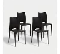 ProduceShop - Set de 4 sillas apilables de polipropileno Lione Black
