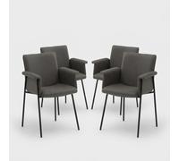 ProduceShop - Set de 4 sillas de comedor acolchadas en polipiel Valeria Gray