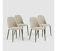 ProduceShop - Set de 4 sillas de comedor tapizadas en tela con patas de metal Corvina Beige