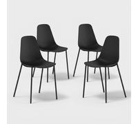 ProduceShop - Set de 4 sillas de diseño para cocina y comedor de polipropileno Mira Black