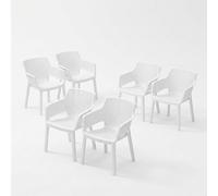 ProduceShop - Set de 6 sillas con reposabrazos para interior y exterior Elisa Chair White