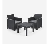 ProduceShop - Set de balcón de ratán con cojines y mesa auxiliar Emma