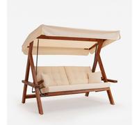 ProduceShop - Silla colgante de jardín para 3 personas con toldo reclinable Lyon Beige