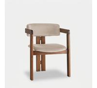 ProduceShop - Silla de madera con reposabrazos y asiento de lino Thaloth Beige