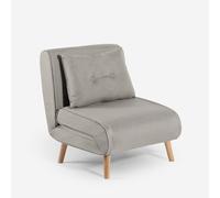 ProduceShop - Sillón cama plegable de tela con patas de madera Miriam Gray