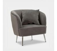 ProduceShop - Sillón de terciopelo con cojín y patas de metal Silvery