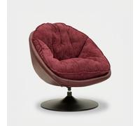 ProduceShop - Sillón giratorio tapizado de diseño retro Poise Bordeaux