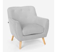 ProduceShop - Sillón salón diseño moderno estilo nórdico de madera y tejido Modesto Gray