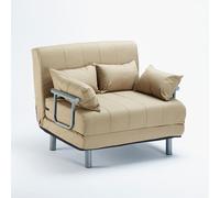 ProduceShop - Sillón Sofá Cama Plegable Reposabrazos de tela Deborah Twin Dos Plazas Beige