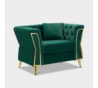 ProduceShop - Sillón tapizado en terciopelo con cojín Emy Dark green