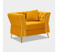 ProduceShop - Sillón tapizado en terciopelo con cojín Emy Yellow
