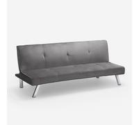 ProduceShop - Sofá cama 3 plazas diseño clic clac reclinable tejido terciopelo Explicitus Dark gray