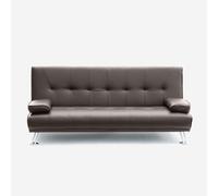 ProduceShop - Sofá cama biplaza de cuero polipiel con reposabrazos Olivina para casa y locales públicos Pronto Letto Brown