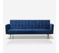 ProduceShop - Sofá cama clic clac moderno de 3 plazas de terciopelo con patas doradas Caullae Navy blue