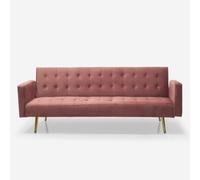 ProduceShop - Sofá cama clic clac moderno de 3 plazas de terciopelo con patas doradas Caullae Pink