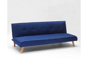ProduceShop - Sofá cama moderno de 2 plazas en tejido Larimar para Salón y sala de estar Navy blue