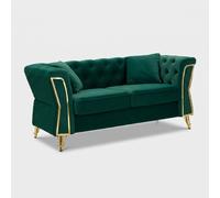 ProduceShop - Sofá de 2 plazas de terciopelo acolchado con cojines Emy Dark green