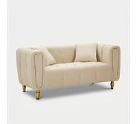 ProduceShop - Sofá de 2 plazas de terciopelo con cojines Alma Beige