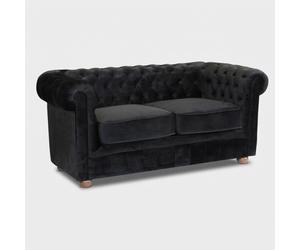 ProduceShop - Sofá de tela aterciopelada 2 Plazas Capitoné Diseño Chesterfield Black
