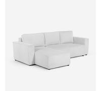 ProduceShop - Sofá esquinero con chaise longue y cama extraíble de tela de pana Leka Gray