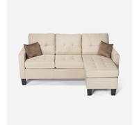 ProduceShop - Sofá moderno esquinero 3 plazas pouf 2 cojines salón Remissus Beige