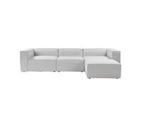 ProduceShop - Sofá modular componible de 4 plazas con reposapiés en lino Fora Gray