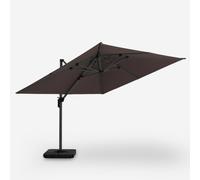 ProduceShop - Sombrilla de jardín con poste lateral 3x3 marrón LED solar Waikiki Light Brown