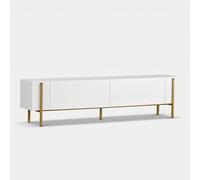 ProduceShop - Soporte para TV de sobremesa con puertas y patas en metal dorado Nexus White
