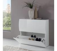 ProduceShop - Zapatero 2 puertas de solapa 16 pares de zapatos diseño blanco brillante Onda S