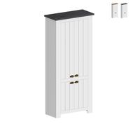 ProduceShop - Zapatero 4 puertas armario multiusos 84 x 42 x 200 cm blanco clásico Hillrose Black