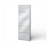 ProduceShop - Zapatero con 5 puertas de espejo 25 pares de zapatos de diseño moderno Roy Shabby white