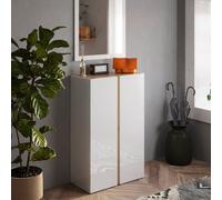 ProduceShop - Zapatero entrada armario 2 puertas 70x35x111cm blanco brillante madera Indy