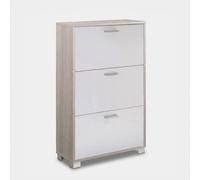 ProduceShop - Zapatero estrecho de 3 puertas abatibles Quadrante Elm - bright white