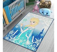 Producto con Licencia Disney - Alfombra de juego Elsa Frozen 133x95 cm - Azul - Alfombra - Alfombra de juego para la habitación de los niños - Decorativa, Diseño especial, Resistente a las manchas