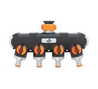 Profi-Partner Distribuidor de manguera de jardín con regulación individual - Conector 1/2" y 3/4" (4 compartimentos)