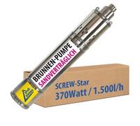 Profi-Pumpe® Bomba Sumergible para Pozos Screw-Star 370-4 | Bomba de Tornillo de Acero Inoxidable | Potencia 370W y Presión 6 bar | Especial para Pozos con Arena | Altura 60m y Caudal 1.500 l/h