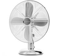 ProfiCare VL 3062M Ventilador de Mesa, Silencioso, Retro, Diámetro Exterior 25 cm, 3 Velocidades, Oscilante, Diseño Vintage, Cuerpo Cromado Metálico, 30W