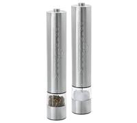 Proficook PSM 1031 Pimentero y Salero Eléctrico, Juego 2 pcs, Acero Inox, con Luz, Cuchillas Cerámicas Precisión, , Plata Silver
