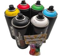 PROGAL COLORS Montana - Juego de botes de spray (6 unidades, 400 ml), color negro