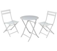 ProGarden KO-FF2000010: Juego de 2 sillas + 1 mesa de metal, color blanco