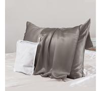 PROMEED Funda de Almohada de Seda Gris tamaño estándar, 23 Momme Grado 6A + Funda de Almohada de Seda de Morera para Cabello y Piel, Suave y Libre de acné (estándar, 20 x 26 Pulgadas, Gris)