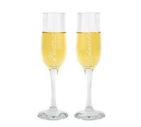 PROMO SHOP Pack 2 copas de champán Personalizadas con Nombres | Para Personalizar mediante Grabado a láser | Regalo para parejas y eventos como Aniversarios, Bodas, San Valentín...