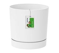 Prosperplast Cubierta del Sello Fleuri - 13 x Ø 12.8 cm - Maceta con Tubo de platillo Redondo P 1.2L, Blanco, DPOP130